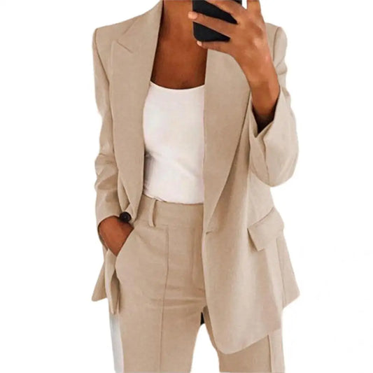 Popular Suit Coat - Blazer Long Sleeve Faux Pockets