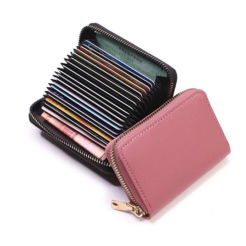 Business Card Holder Wallet Women/men Gray Bank/ID/Credit Card Holder 20 Bits Card Wallet PU Leather Protects Case Coin Purse - Mammalook
