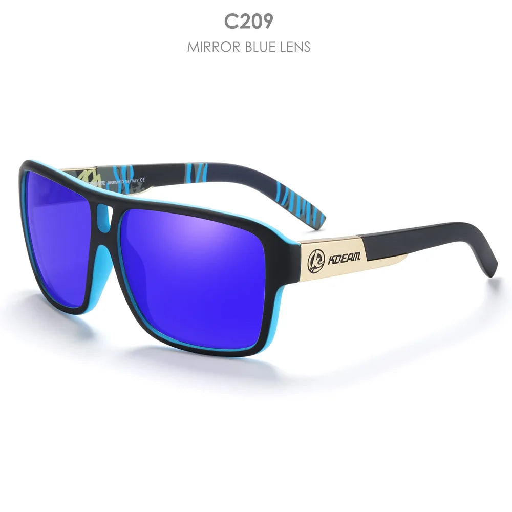 KDEAM 2024 Men's Polarized Sunglasses JAM Style Large Square Frame Glasses Colorful Running Mountaineering Fishing Women Goggles - Mammalook