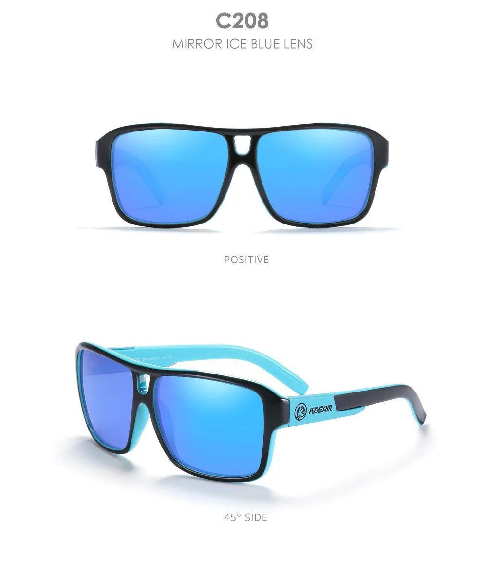KDEAM 2024 Men's Polarized Sunglasses JAM Style Large Square Frame Glasses Colorful Running Mountaineering Fishing Women Goggles - Mammalook