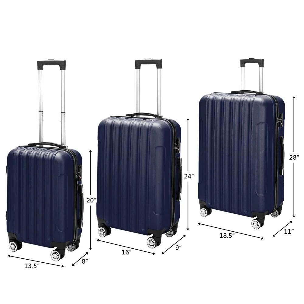 3-in-1 Multifunctional Large Capacity Traveling Storage Suitcase Luggage Set Navy Blue - Mammalook