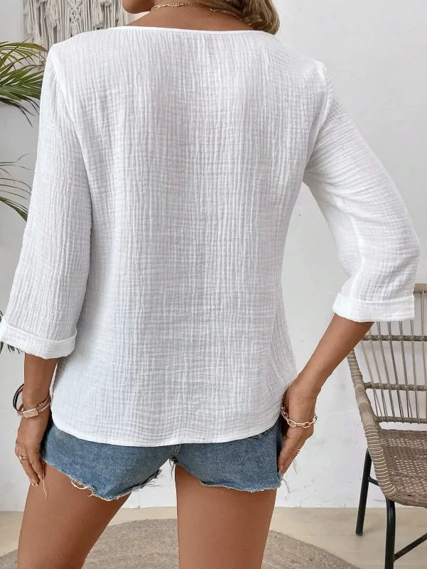 Long Sleeve Blouses V-Neck