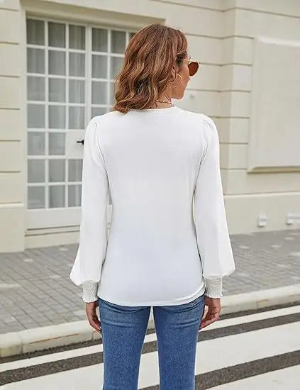Elegant Solid Color Pullover - Long Sleeved Shirts