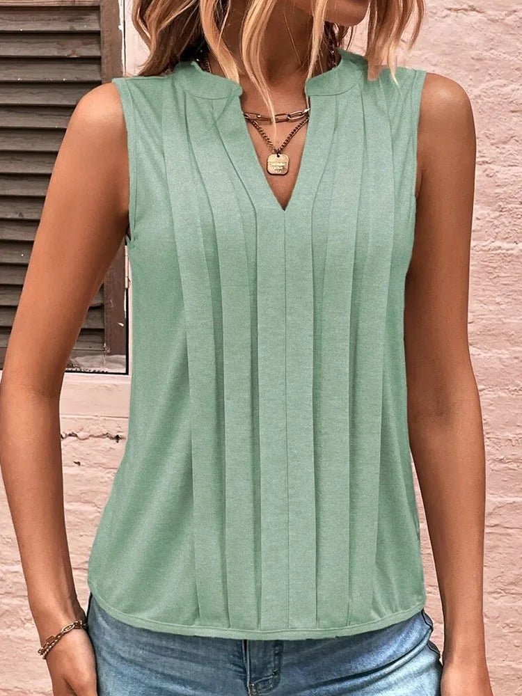 V-Neck Tank Top – Vintage Sleeveless Summer Blouse