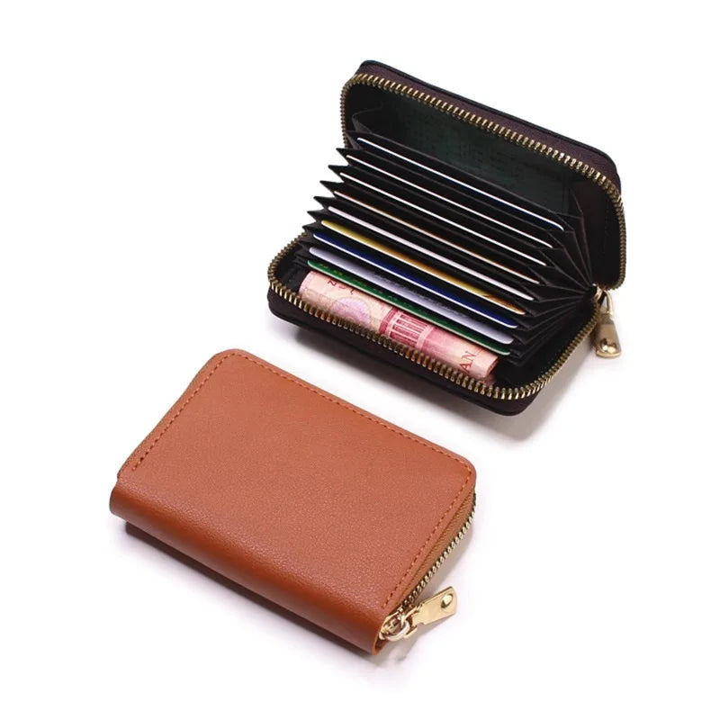 Business Card Holder Wallet Women/men Gray Bank/ID/Credit Card Holder 20 Bits Card Wallet PU Leather Protects Case Coin Purse - Mammalook