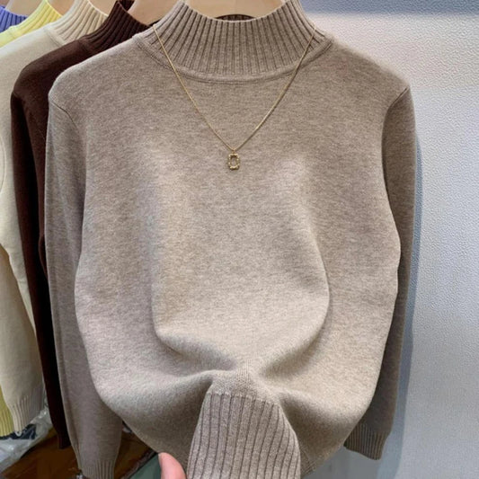 Turtleneck Solid Sweater -  Long Sleeve