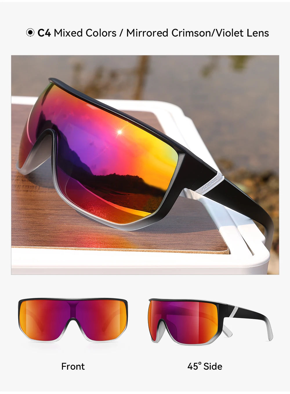 KDEAM New Men's Cycling Sunglasses Sports Polarized Wide-Angle Goggles Party Glasses - Mammalook