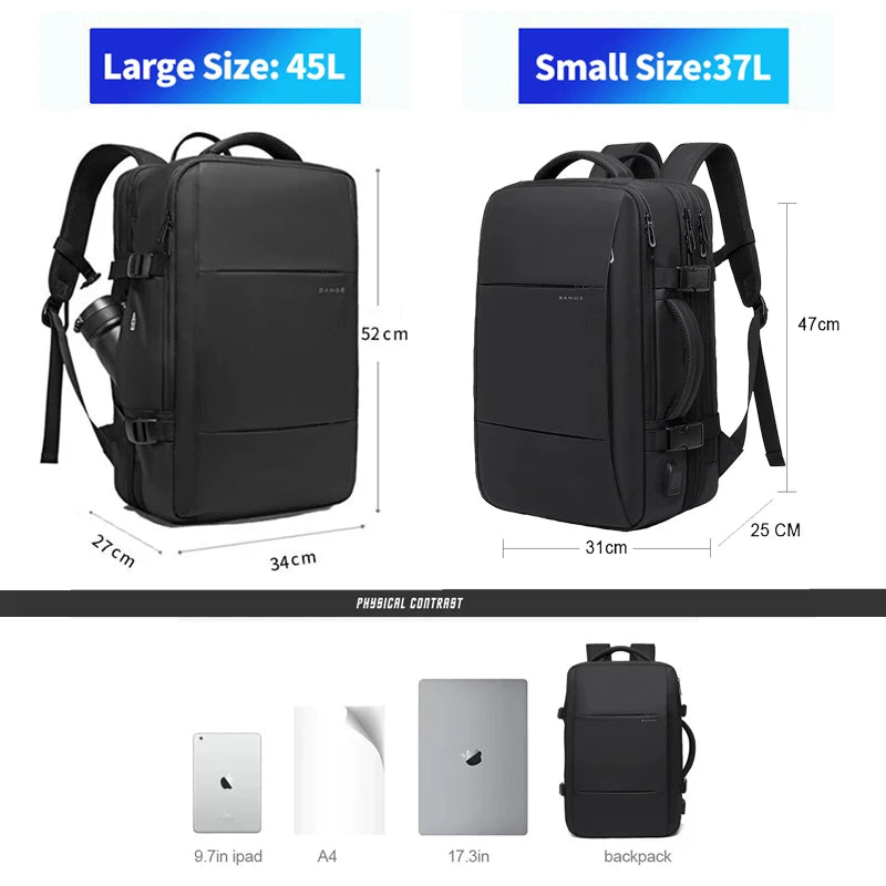 BANGE Travel Backpack Men Business Backpack School Expandable USB Bag Large Capacity 17.3 Laptop Waterproof Fashion Backpack - Mammalook