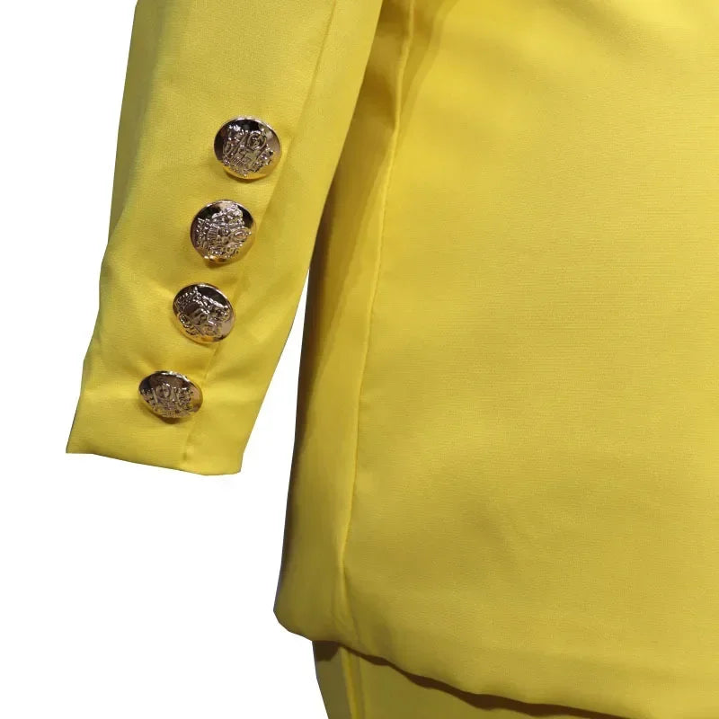 2 Piece Outfits - Blazer Jackets High Waisted Straight Leg Pants