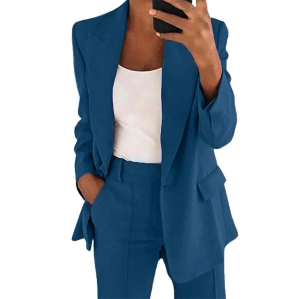 Popular Suit Coat - Blazer Long Sleeve Faux Pockets