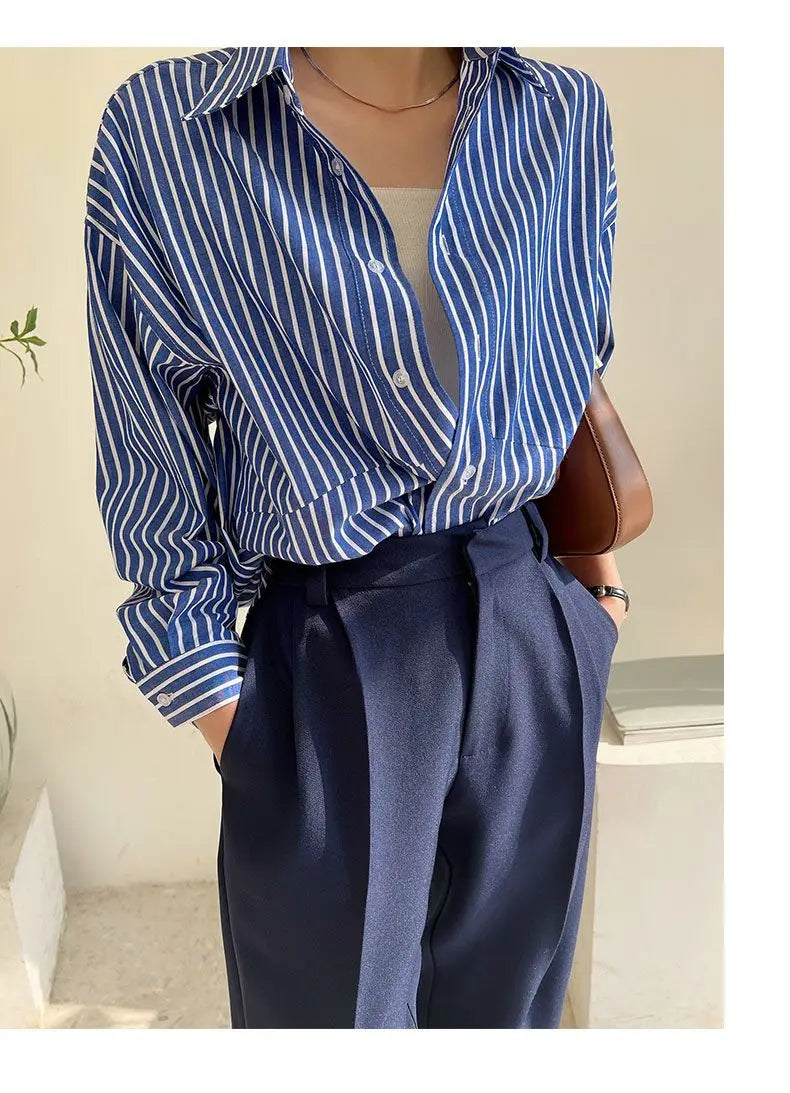 Striped Shirt - Chiffon Blouse for Women