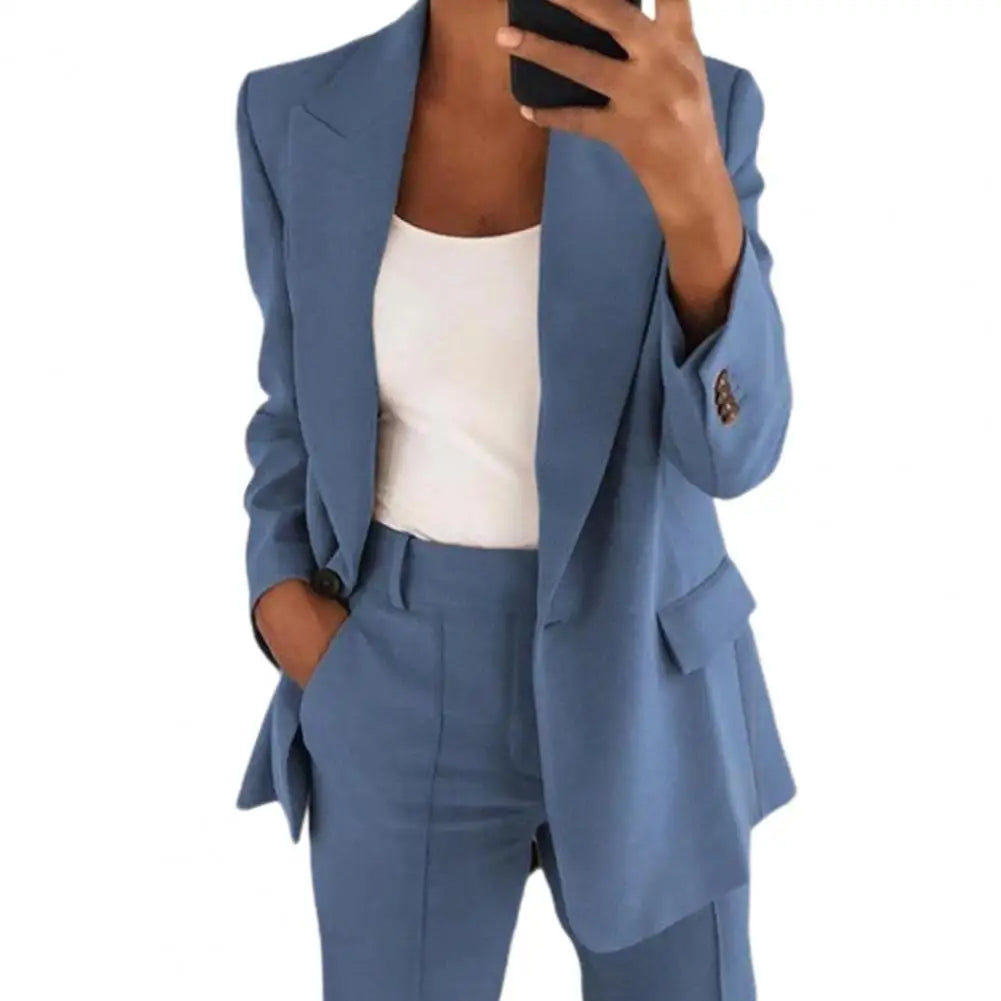 Popular Suit Coat - Blazer Long Sleeve Faux Pockets