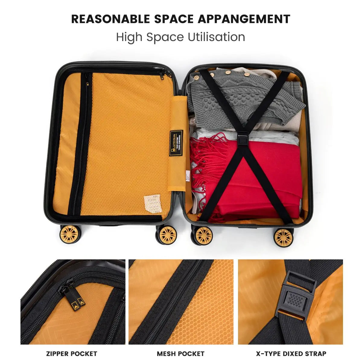 Travehouse Hardshell Carry On Luggage Airline Approved 18.5", Small Suitcase With Spinner Double Wheels and Lock - Mammalook