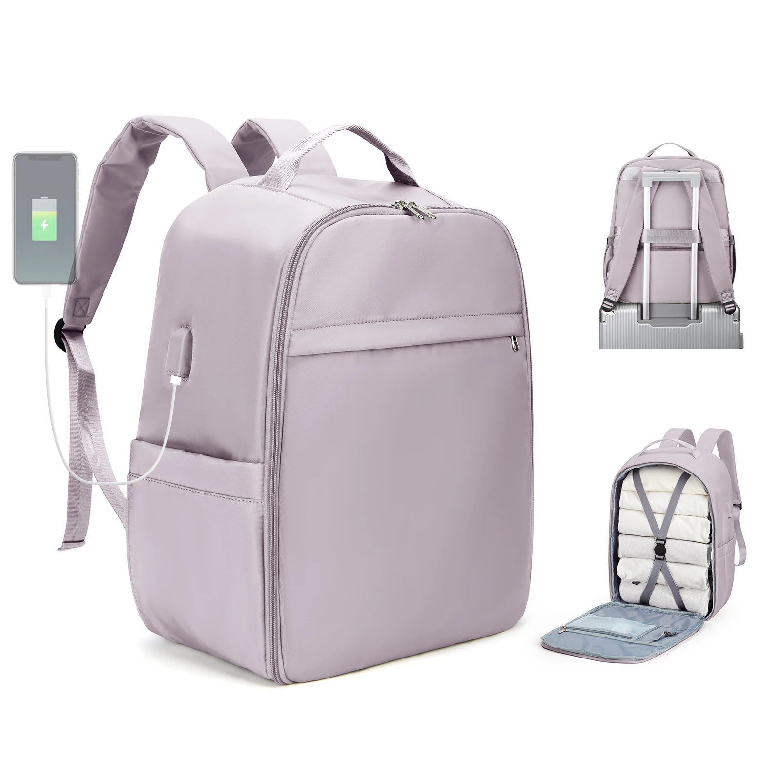 Cabin bag 45*36*20, lightweight large-capacity travel computer backpack, women's backpack, boarding backpack, gray green - Mammalook
