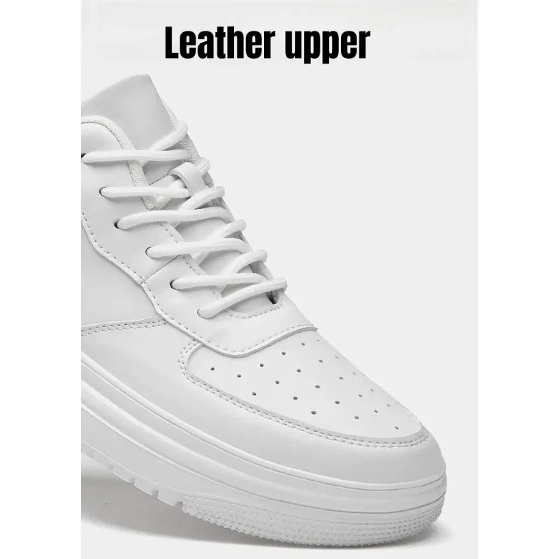 PDEP New Height Increasing Shoes for Men 10cm Invisible Elevator Sneakers White Leathe Sport Zapatillas De Hombre Big Size 46 - Mammalook