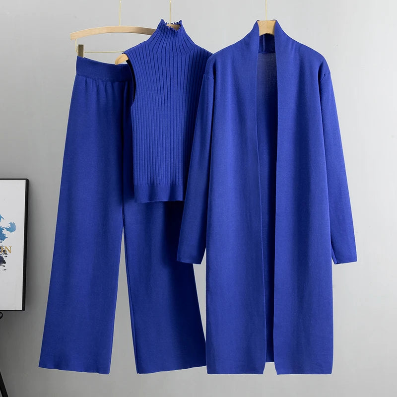3 Piece Set- Cardigan Tracksuits , Knitted Pant