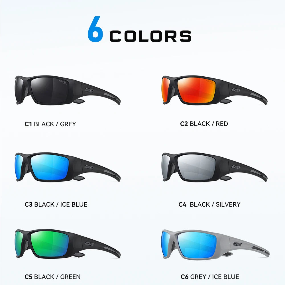 KDEAM Men's Cycling Sunglasses Polarized Great Elasticity Of TR90 Material Riding Sunglasses 1.2mm Thickness Polarizing Lenses - Mammalook