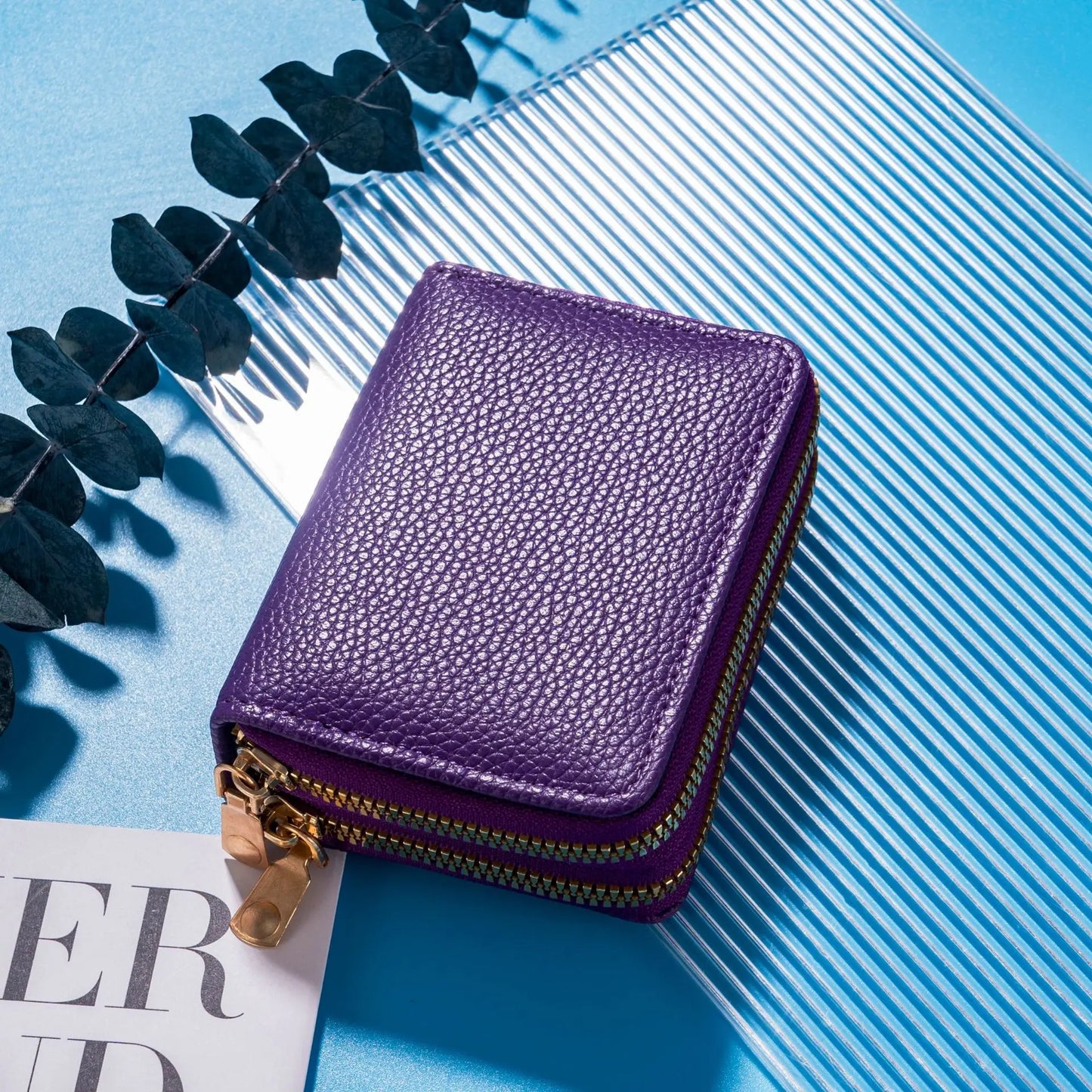New Double Zipper Wallet Women's Short Wallet PU Leather Credit Card Holder Multi Card Slot Wallet Large Capacity Coin Bag Purse - Mammalook