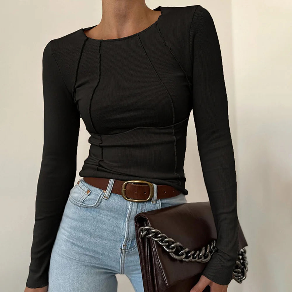 Slim Fit Top - Long Sleeved Round Neck