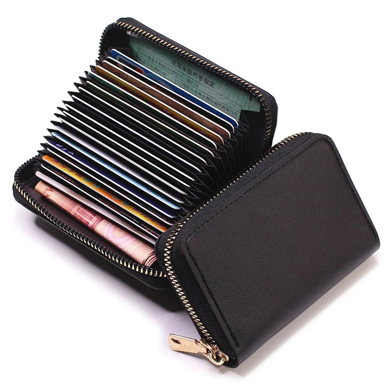 Business Card Holder Wallet Women/men Gray Bank/ID/Credit Card Holder 20 Bits Card Wallet PU Leather Protects Case Coin Purse - Mammalook