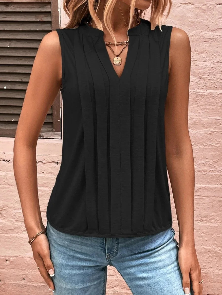V-Neck Tank Top – Vintage Sleeveless Summer Blouse
