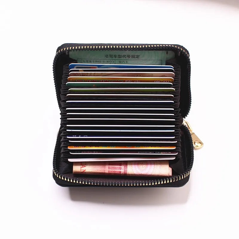 Business Card Holder Wallet Women/men Gray Bank/ID/Credit Card Holder 20 Bits Card Wallet PU Leather Protects Case Coin Purse - Mammalook