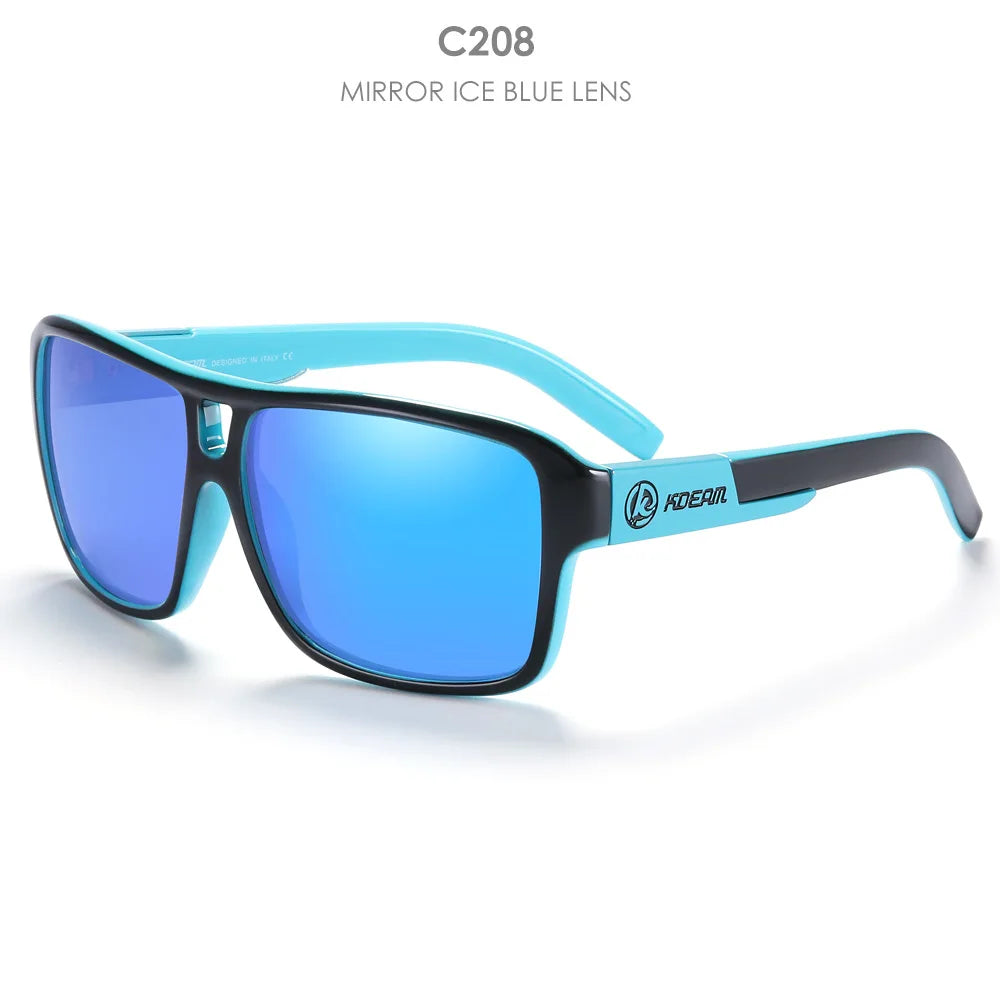 KDEAM 2024 Men's Polarized Sunglasses JAM Style Large Square Frame Glasses Colorful Running Mountaineering Fishing Women Goggles - Mammalook
