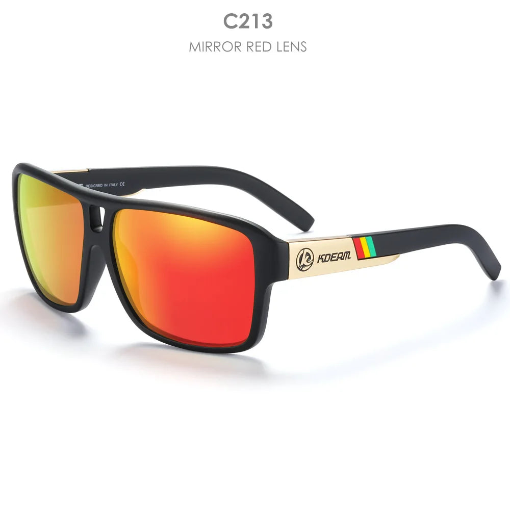 KDEAM 2024 Men's Polarized Sunglasses JAM Style Large Square Frame Glasses Colorful Running Mountaineering Fishing Women Goggles - Mammalook