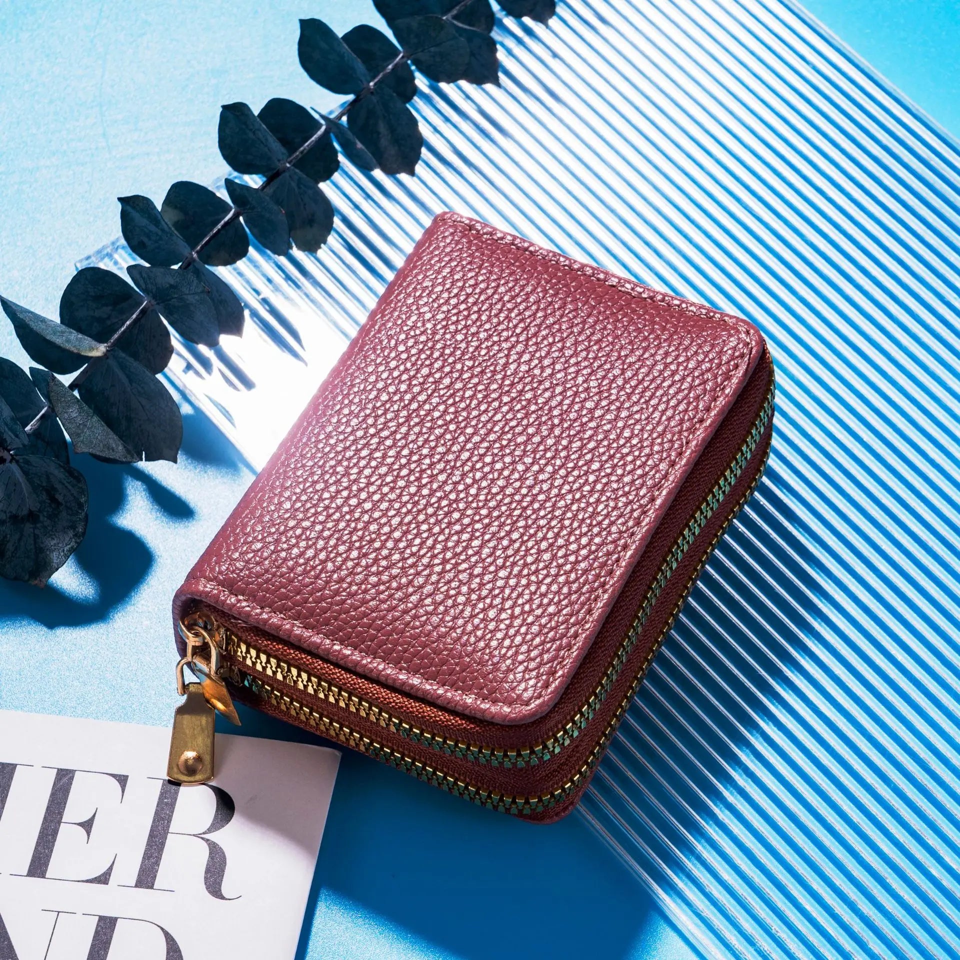 New Double Zipper Wallet Women's Short Wallet PU Leather Credit Card Holder Multi Card Slot Wallet Large Capacity Coin Bag Purse - Mammalook