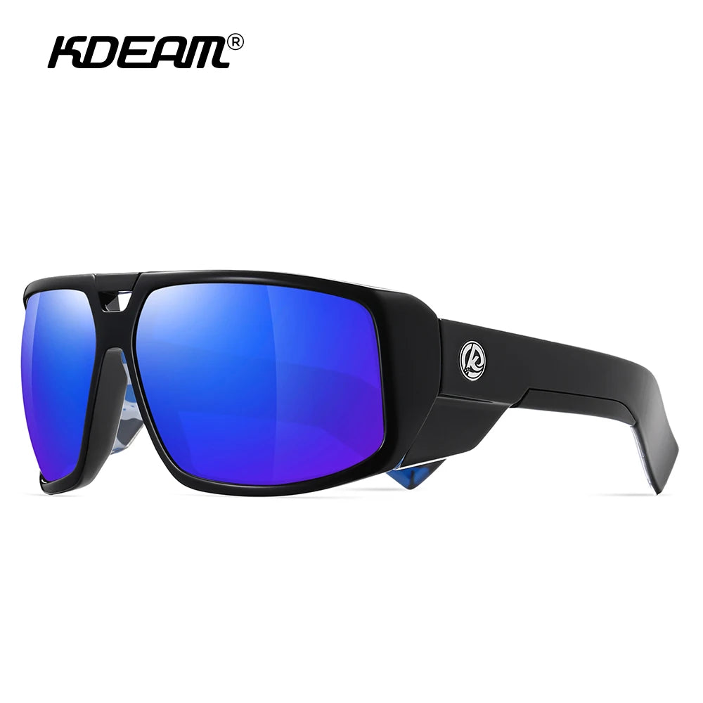 KDEAM Performance Polarized Sunglasses Men Sport Cycling Sunglasses Features Sturdy 5-Barrel Hinges Huge Shark Fin Temples - Mammalook