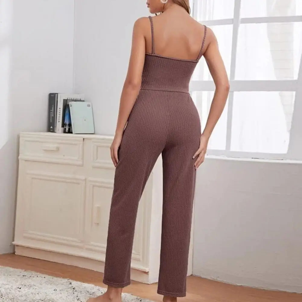 3-Piece Set - Sleeveless Tank Crop Top With Leg Waist Pants + Long Sleeve Cardigan Coat