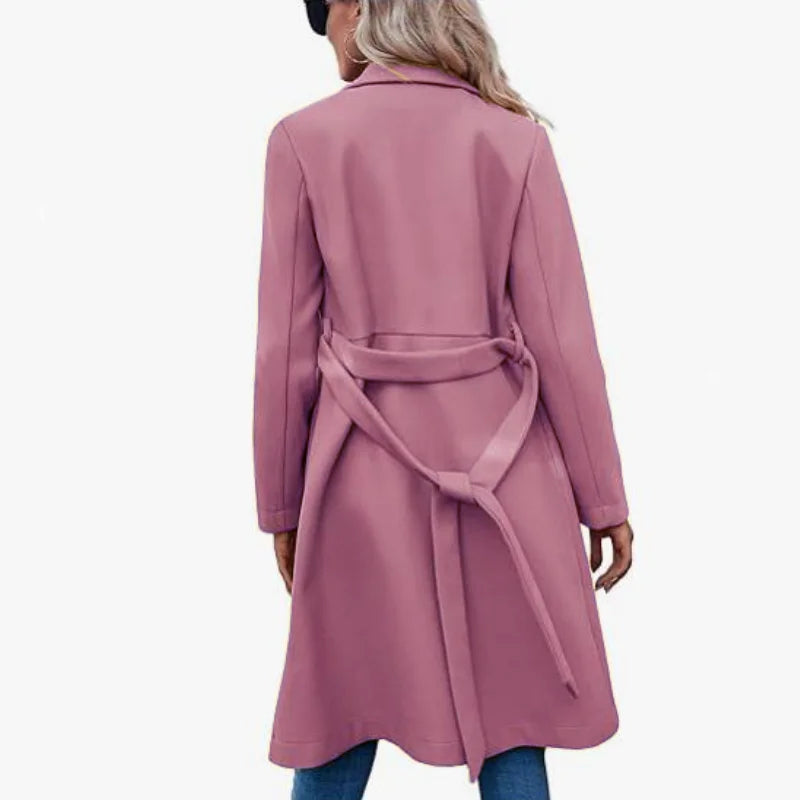 Coats One Button Woolen Belt Lapel