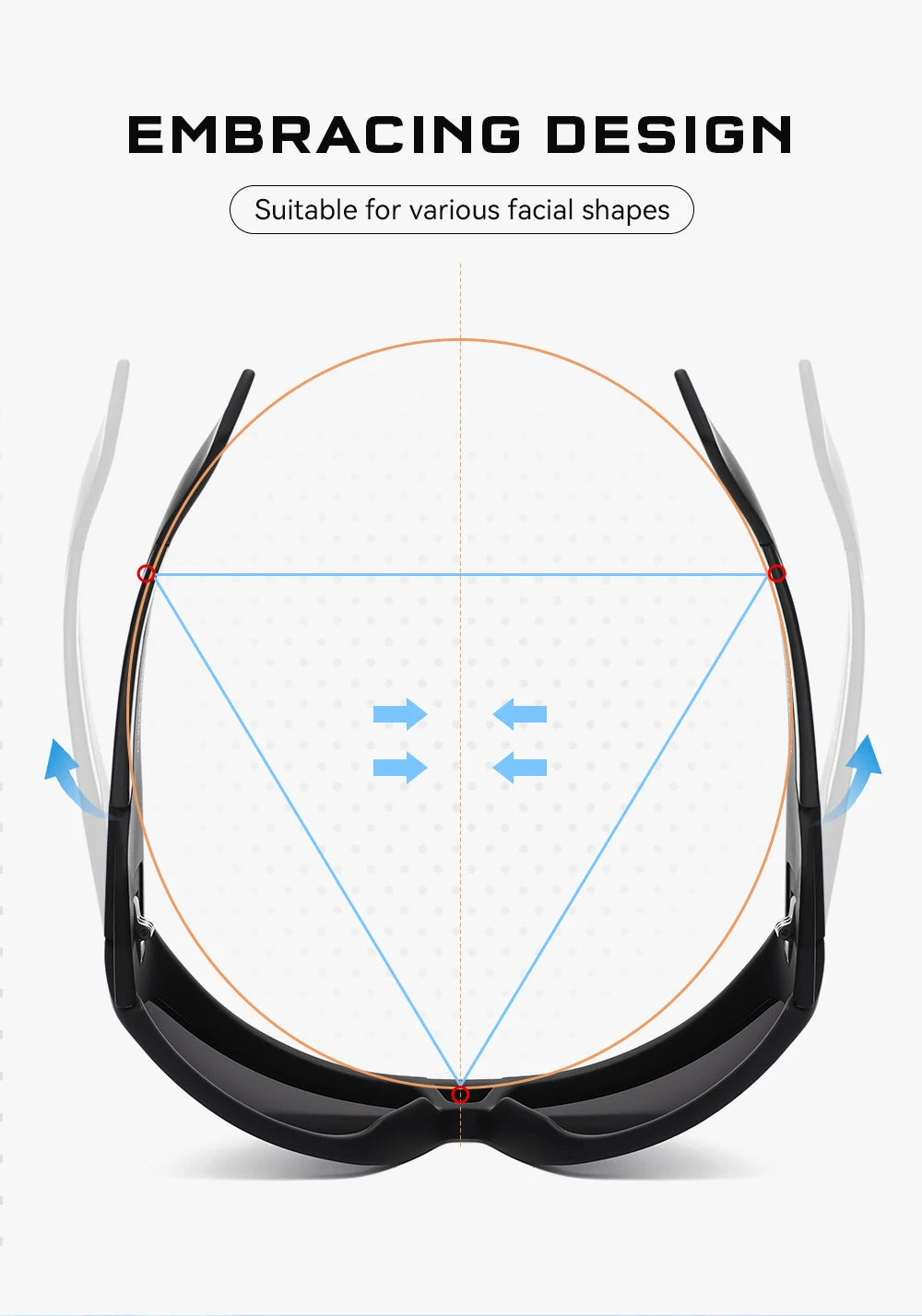 KDEAM Performance Polarized Sunglasses Men Sport Cycling Sunglasses Features Sturdy 5-Barrel Hinges Huge Shark Fin Temples - Mammalook