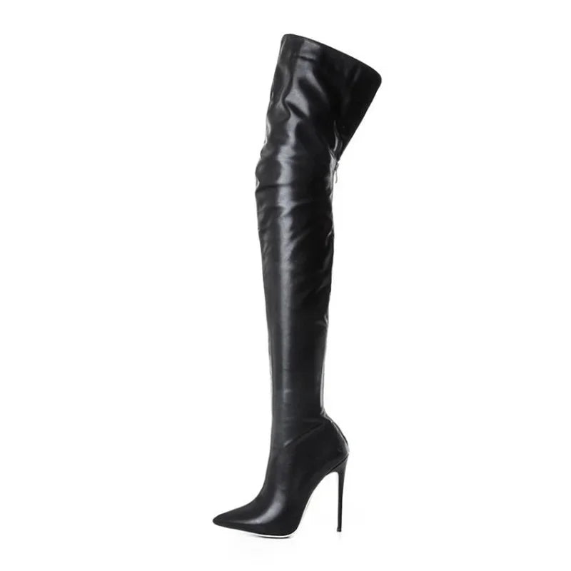 Women's Boots High Heel 11cm Over Knee Boots Large Size 34-43 Back Zipper Fashion Personality Boots - Mammalook