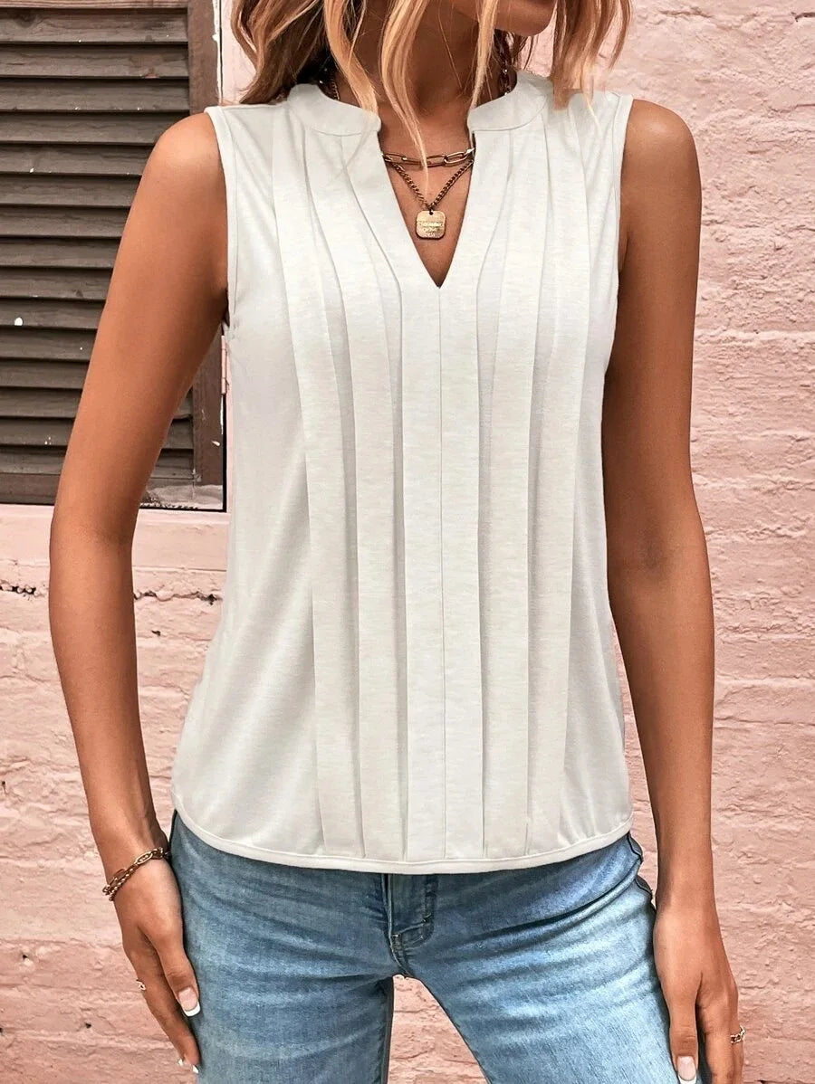 V-Neck Tank Top – Vintage Sleeveless Summer Blouse