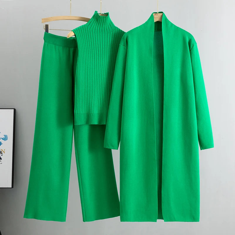 3 Piece Set- Cardigan Tracksuits , Knitted Pant