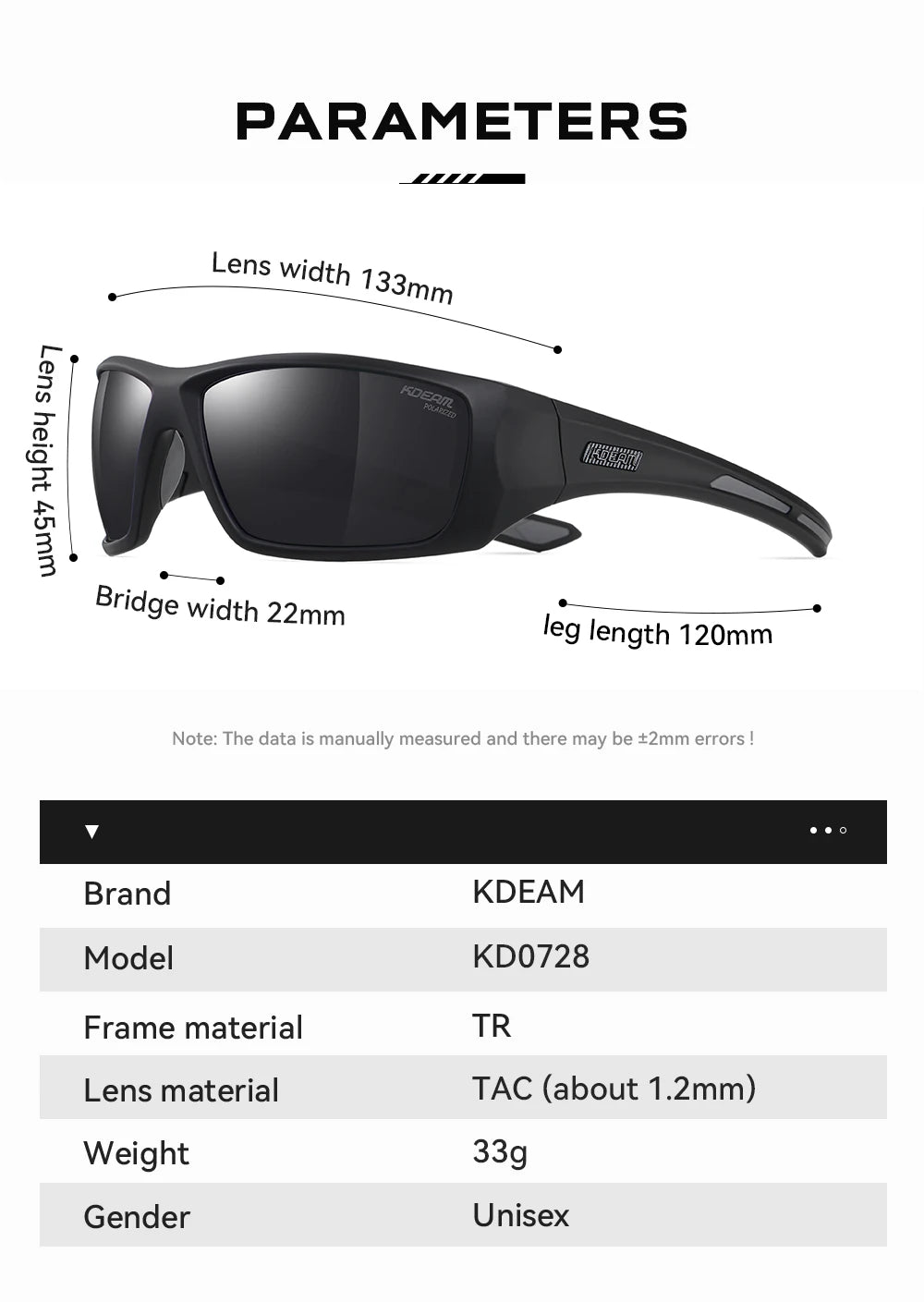 KDEAM Men's Cycling Sunglasses Polarized Great Elasticity Of TR90 Material Riding Sunglasses 1.2mm Thickness Polarizing Lenses - Mammalook