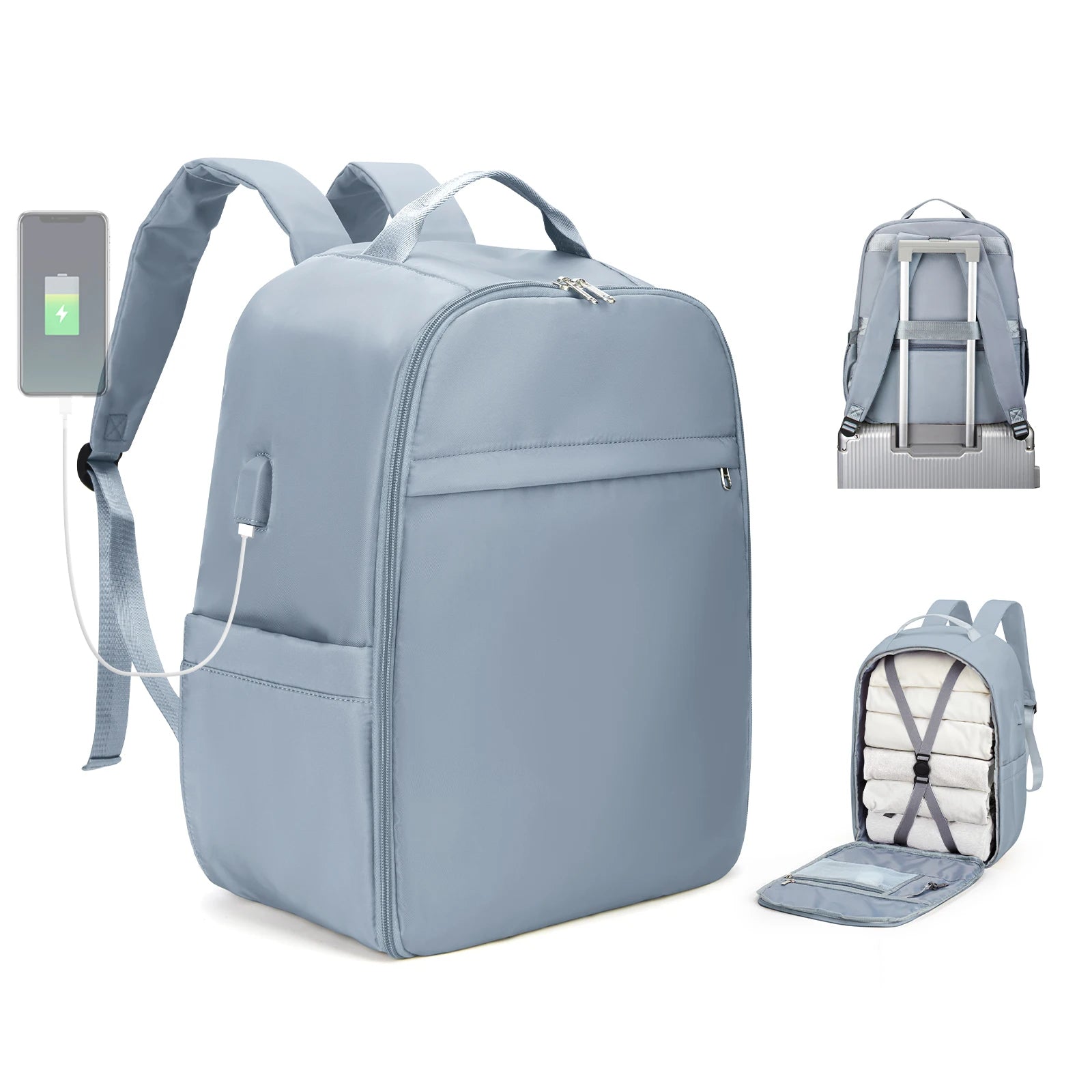 Cabin bag 45*36*20, lightweight large-capacity travel computer backpack, women's backpack, boarding backpack, gray green - Mammalook
