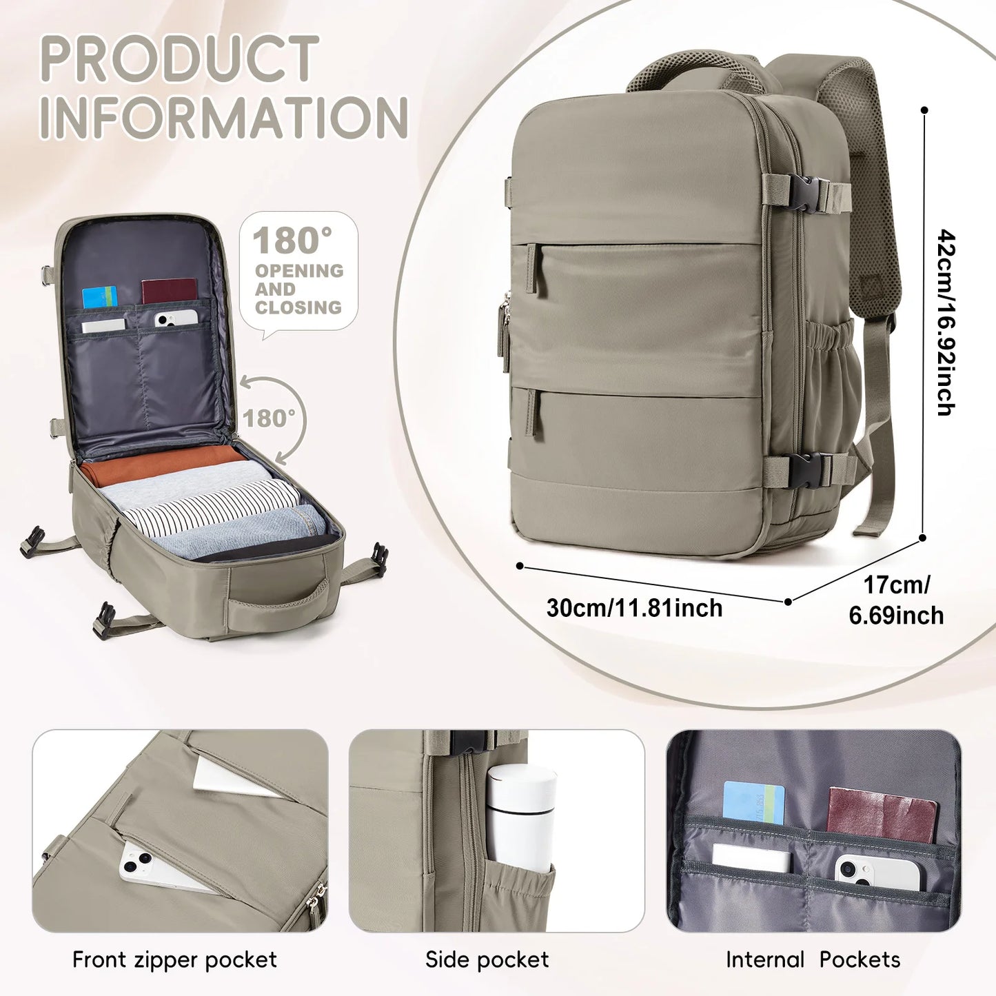15.6inch Laptop Bag Men's Executive Work Backpack, Backpack Ryanair 40x20x25,Vacuum Packaged Travel Backpack Short-Trip Rucksack - Mammalook