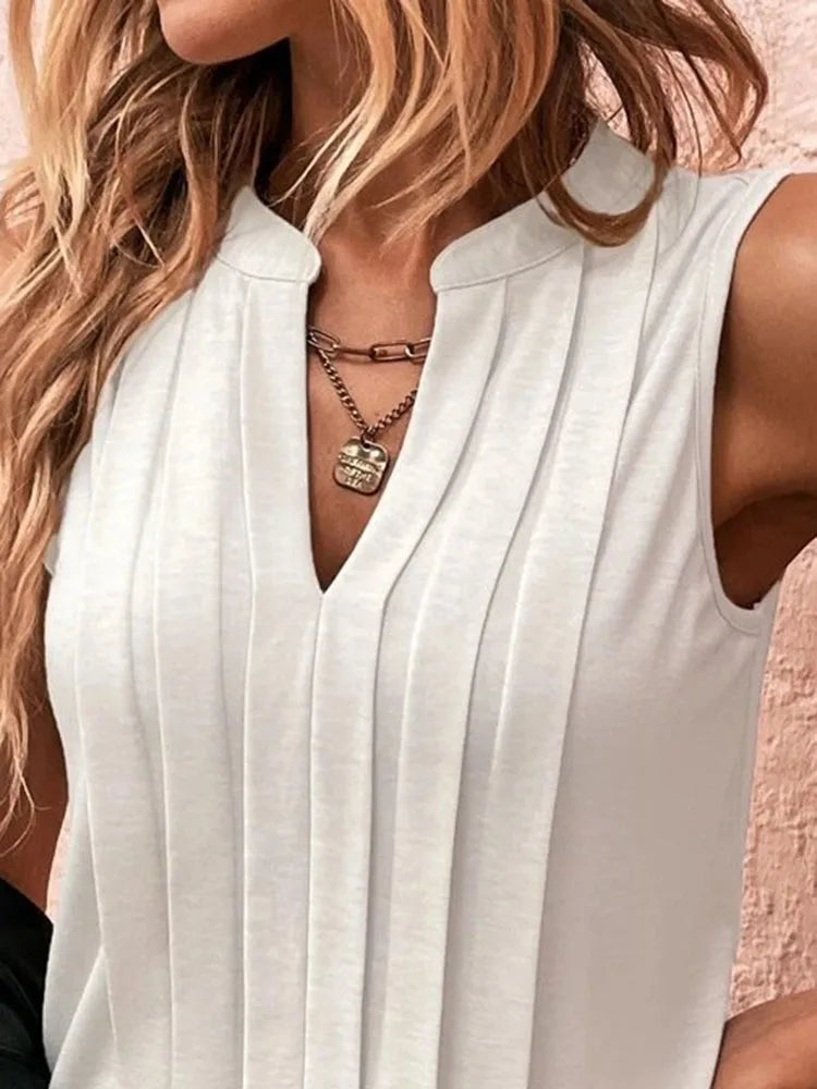 V-Neck Tank Top – Vintage Sleeveless Summer Blouse
