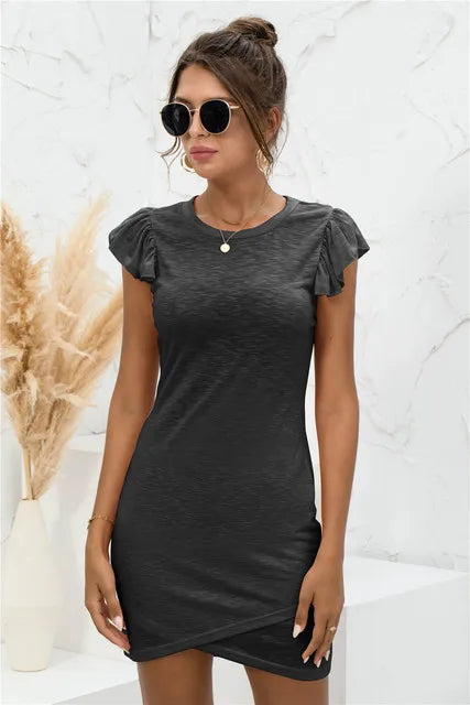 Women's dress with ruffled short sleeves - Mammalook