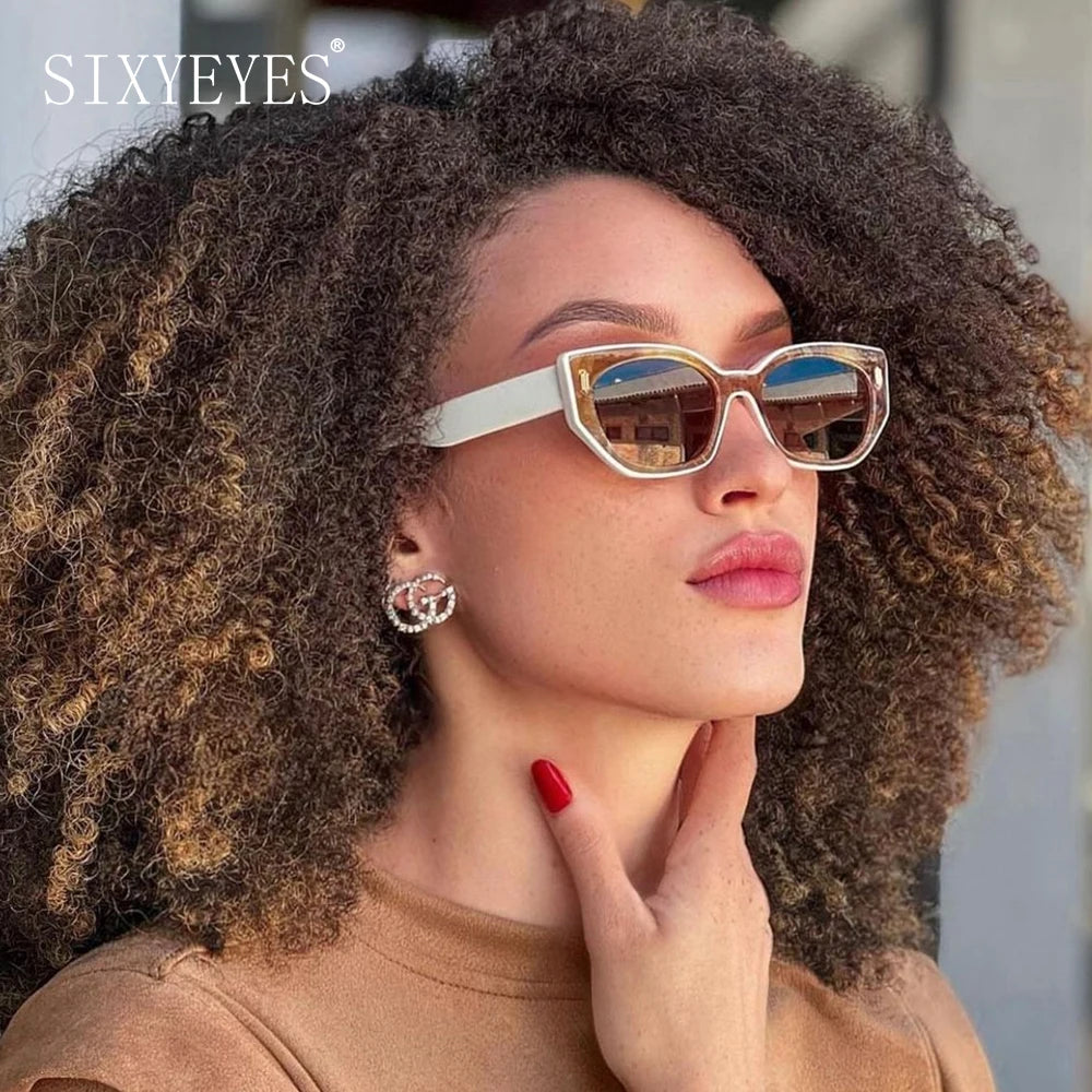 Popular Cat Eye Women's Sunglasses Trend 2024 New Vintage Square Shades Luxury Brand Designer Sun Glasses Ladies Eyewear - Mammalook