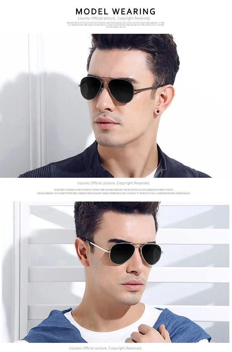 LIOUMO Polarized Aviation Sunglasses – Stylish & Anti-Glare Pilot Glasses for Men & Women