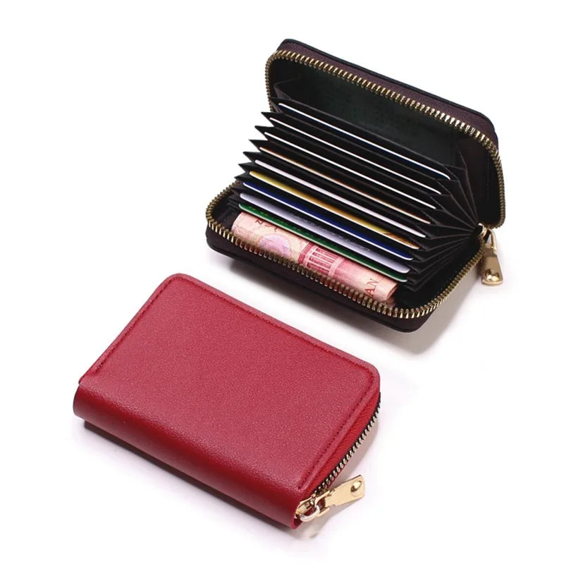 Business Card Holder Wallet Women/men Gray Bank/ID/Credit Card Holder 20 Bits Card Wallet PU Leather Protects Case Coin Purse - Mammalook