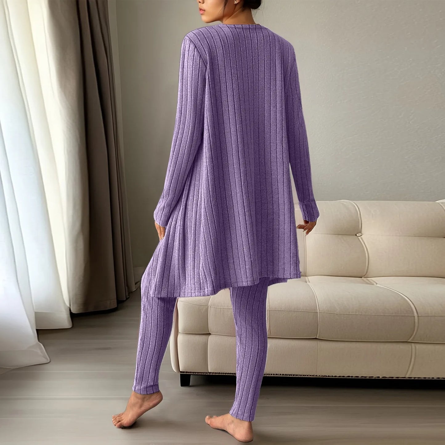 Three-Piece set - Solid Cardigan, Pant and Vest