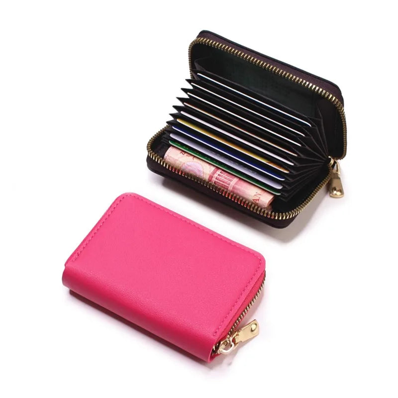 Business Card Holder Wallet Women/men Gray Bank/ID/Credit Card Holder 20 Bits Card Wallet PU Leather Protects Case Coin Purse - Mammalook