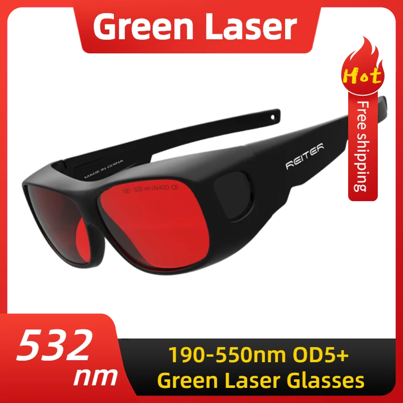 190-550nm OD 5+ 532nm Professional Green Laser Safety Glasses Red lenses Protective Goggles - Mammalook