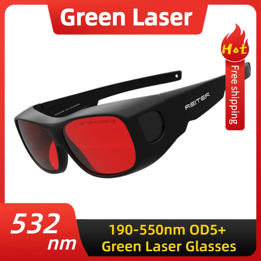 190-550nm OD 5+ 532nm Professional Green Laser Safety Glasses Red lenses Protective Goggles - Mammalook