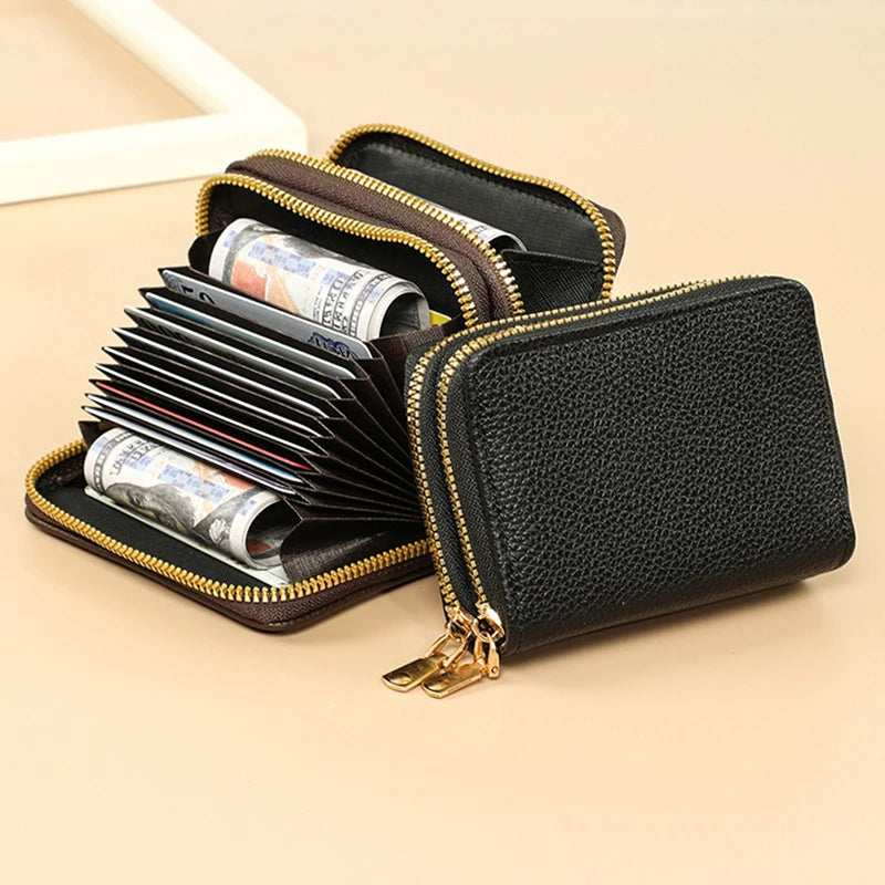 Multi Functional Card Bag, Organ Card Bag, Double-layer Zipper, WOMEN'S Wallet, Large Capacity PU Card Holder - Mammalook