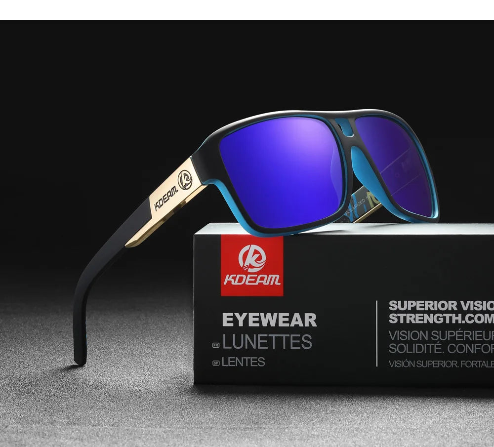 KDEAM 2024 Men's Polarized Sunglasses JAM Style Large Square Frame Glasses Colorful Running Mountaineering Fishing Women Goggles - Mammalook